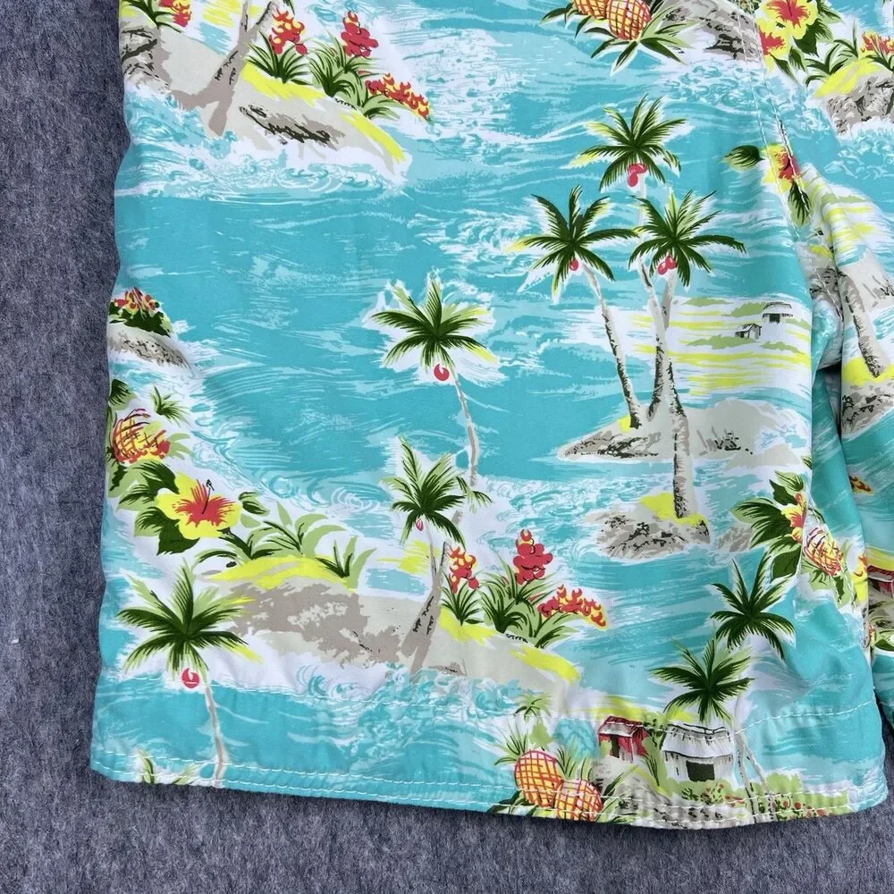 Vtg Hollister Men's Swim Shorts California Floral Print Hawaiian Surf Y2K Size L